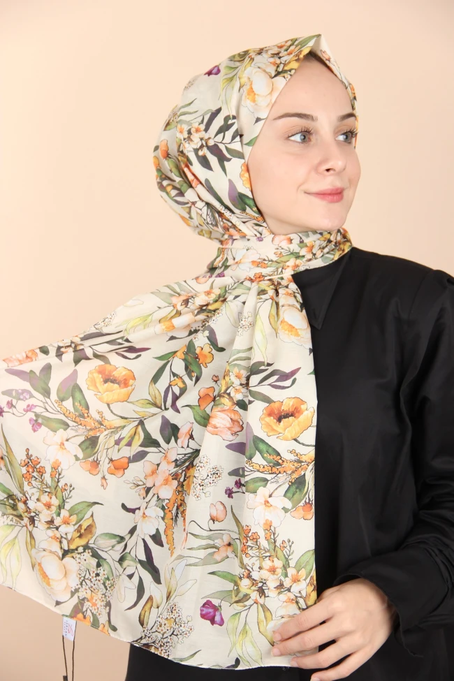 BEJ Loryan Scarf Linen Summer Gül Şal