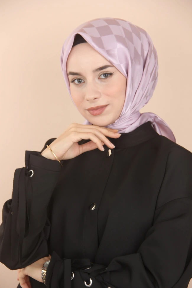 LİLA Siyane Scarf Jakar Dama Desen Eşarp