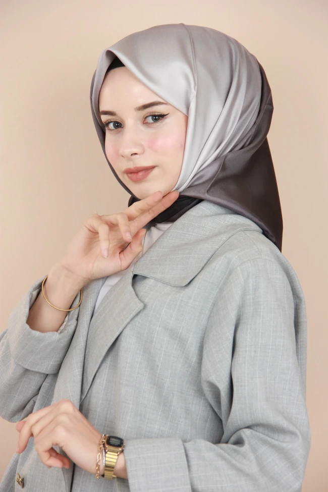 SİYAH-GRİ Sensitive Degrade Twill İpek Eşarp