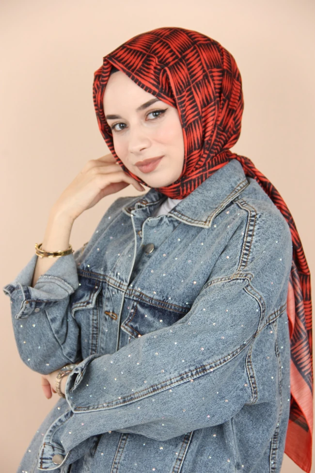 Siyane Scarf Blok Desen Şal