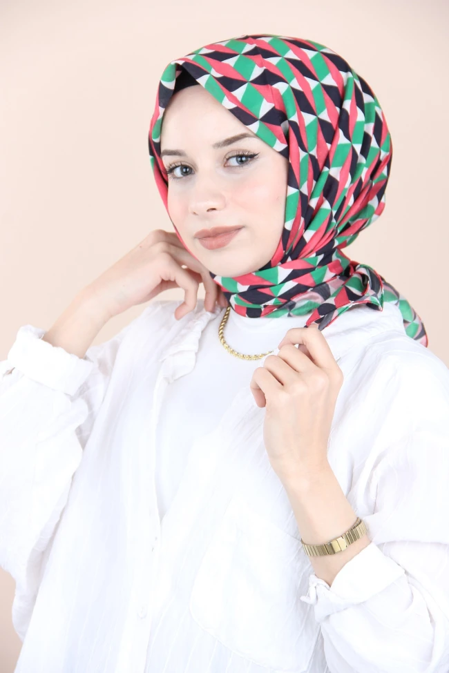 Benetton Fuşya Loryan Scarf Diamond Baklava Eşarp