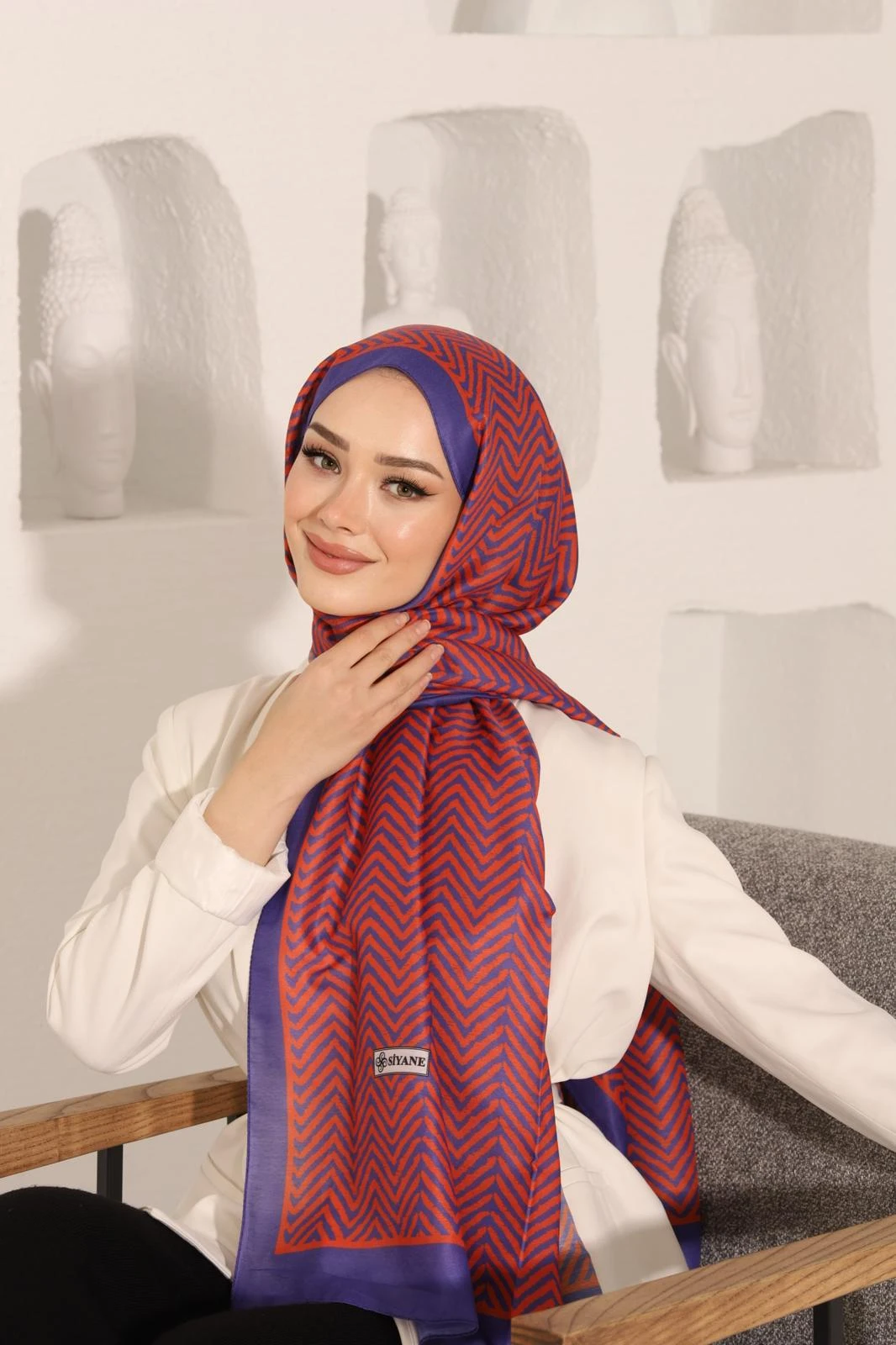 Mor Siyane Scarf Ok Desen Şal