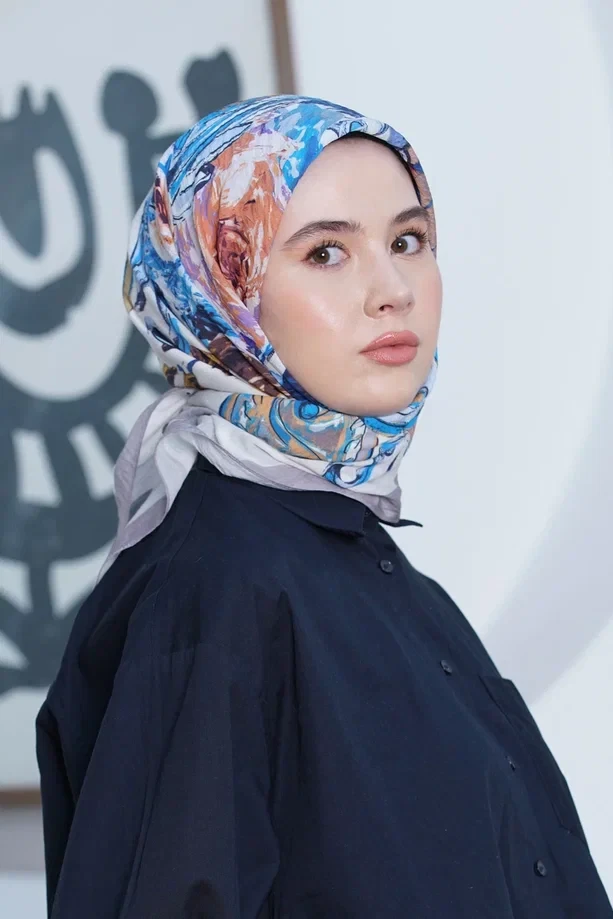 GRİ Loryan Scarf Desenli Roza Eşarp