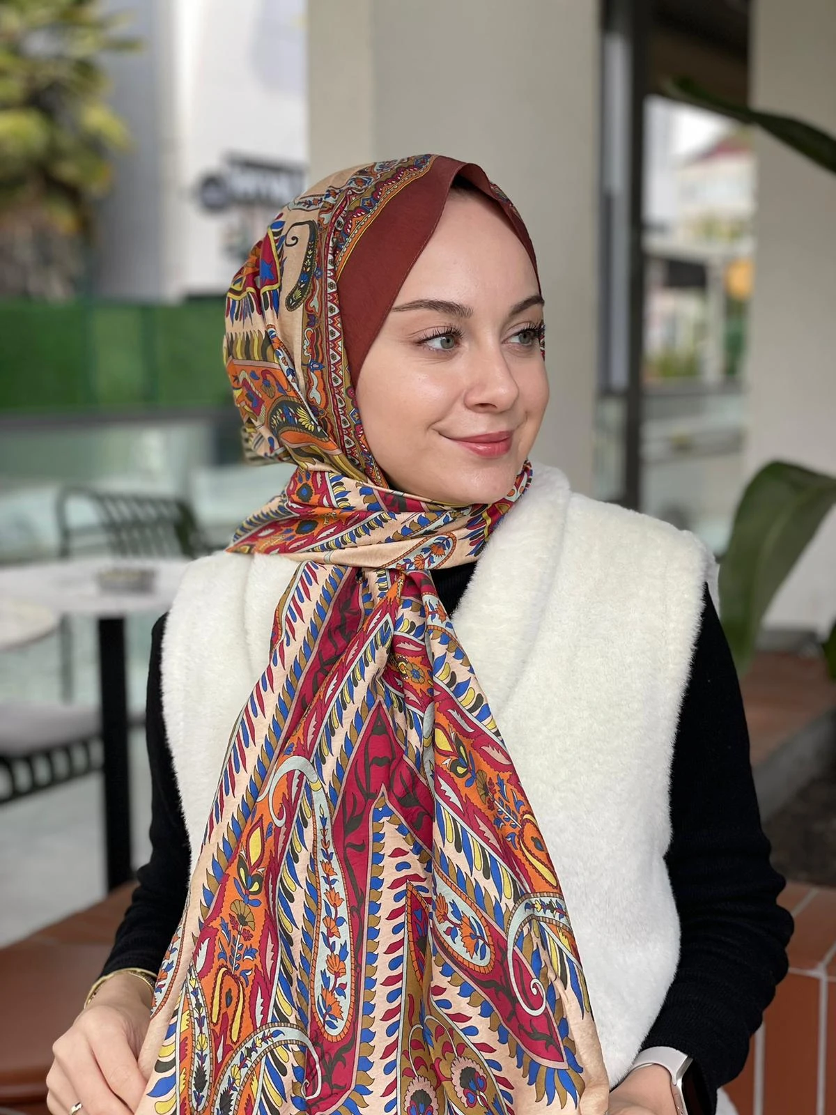 Kahve Loryan Scarf Diamond Mabel Şal