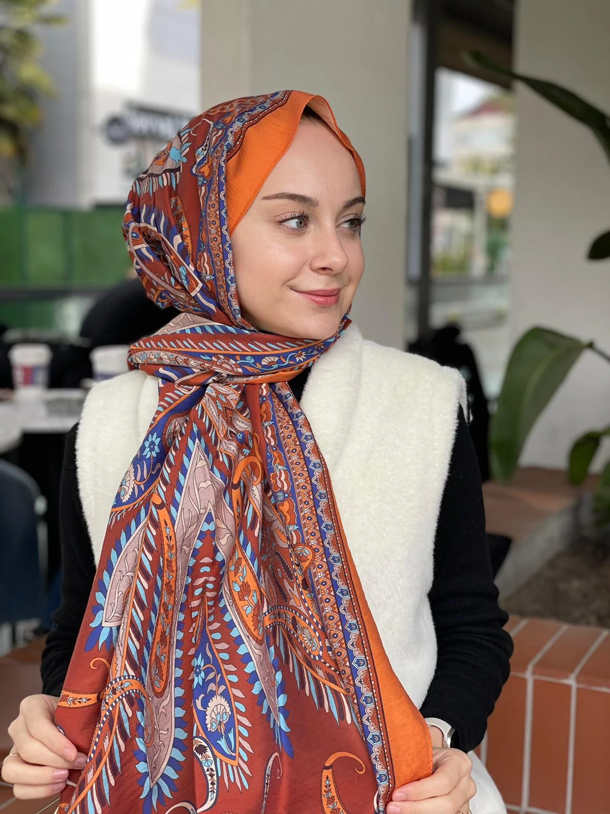 Orange Loryan Scarf Diamond Mabel Şal