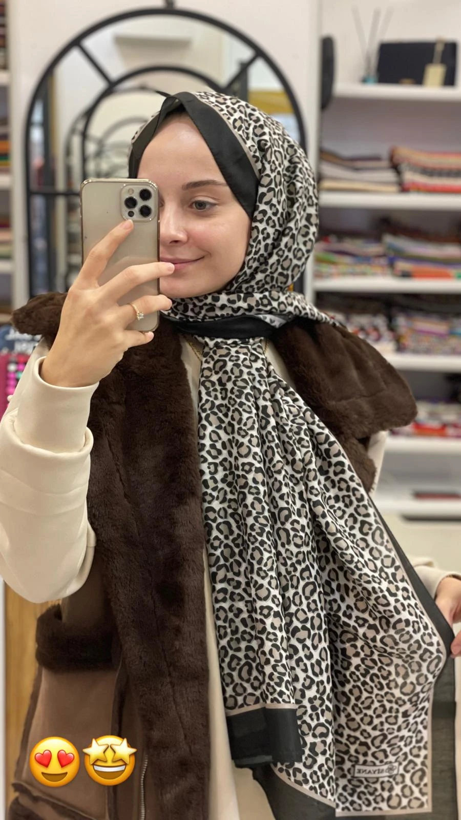 SİYAH Siyane Scarf Leopar Desen Şal