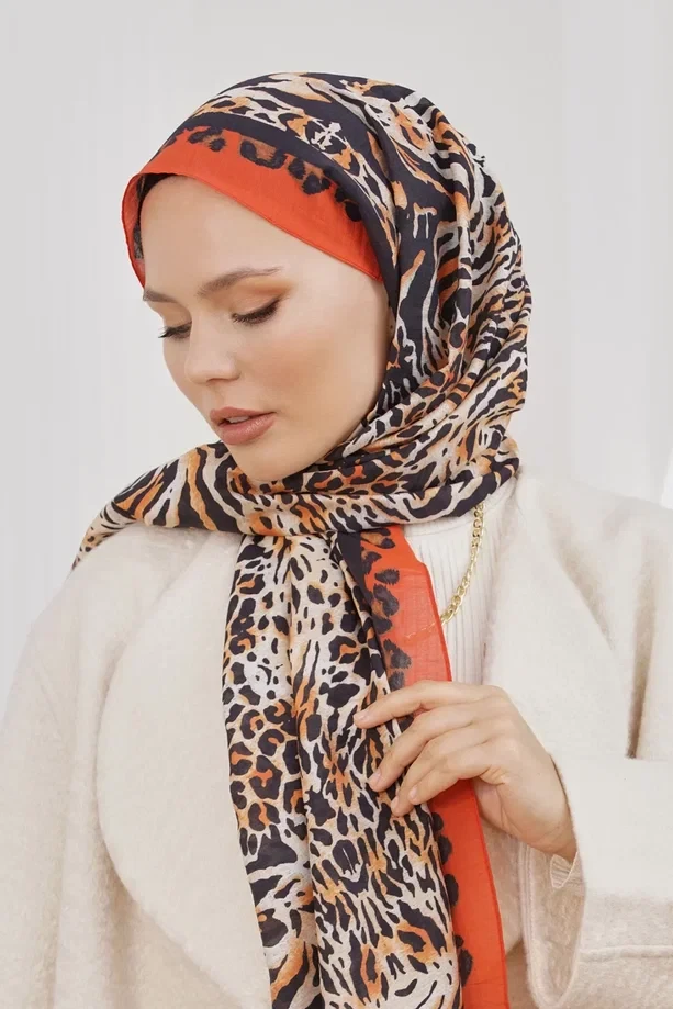 Orange Loryan Scarf Diamond Leopar Şal