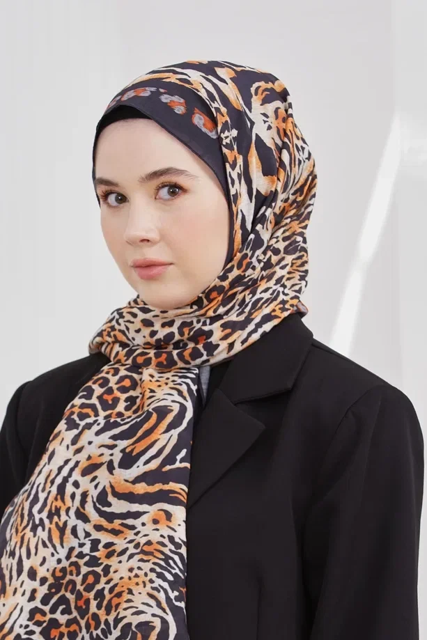 SİYAH Loryan Scarf Diamond Leopar Şal