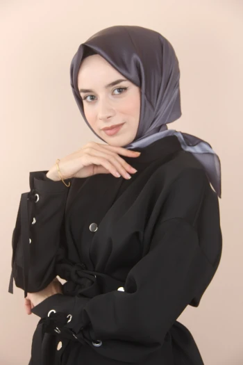 GRİ Siyane Scarf Degrade Kristal Eşarp