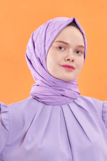 Koyu Lila Loryan Scarf Viva Crush Lycra Şal