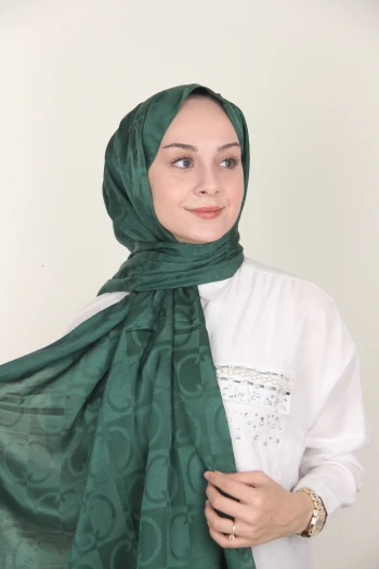 ZÜMRÜT Siyane Scarf Halka Desen Monogram Pamuk Şal