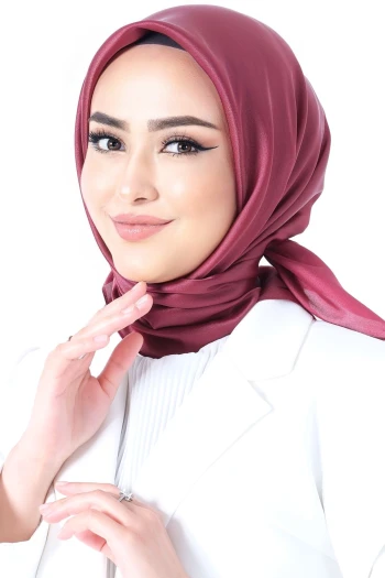 Vişne Çürüğü Harem Scarf Kristal Saten Eşarp