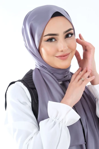 Füme Harem Scarf Kristal Saten Şal