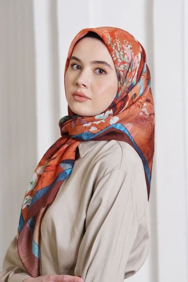 ACI KAHVE Loryan Scarf Diamond Flor Eşarp