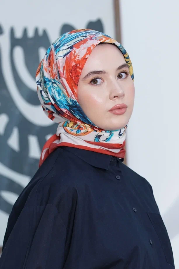 BORDO Loryan Scarf Desenli Roza Eşarp