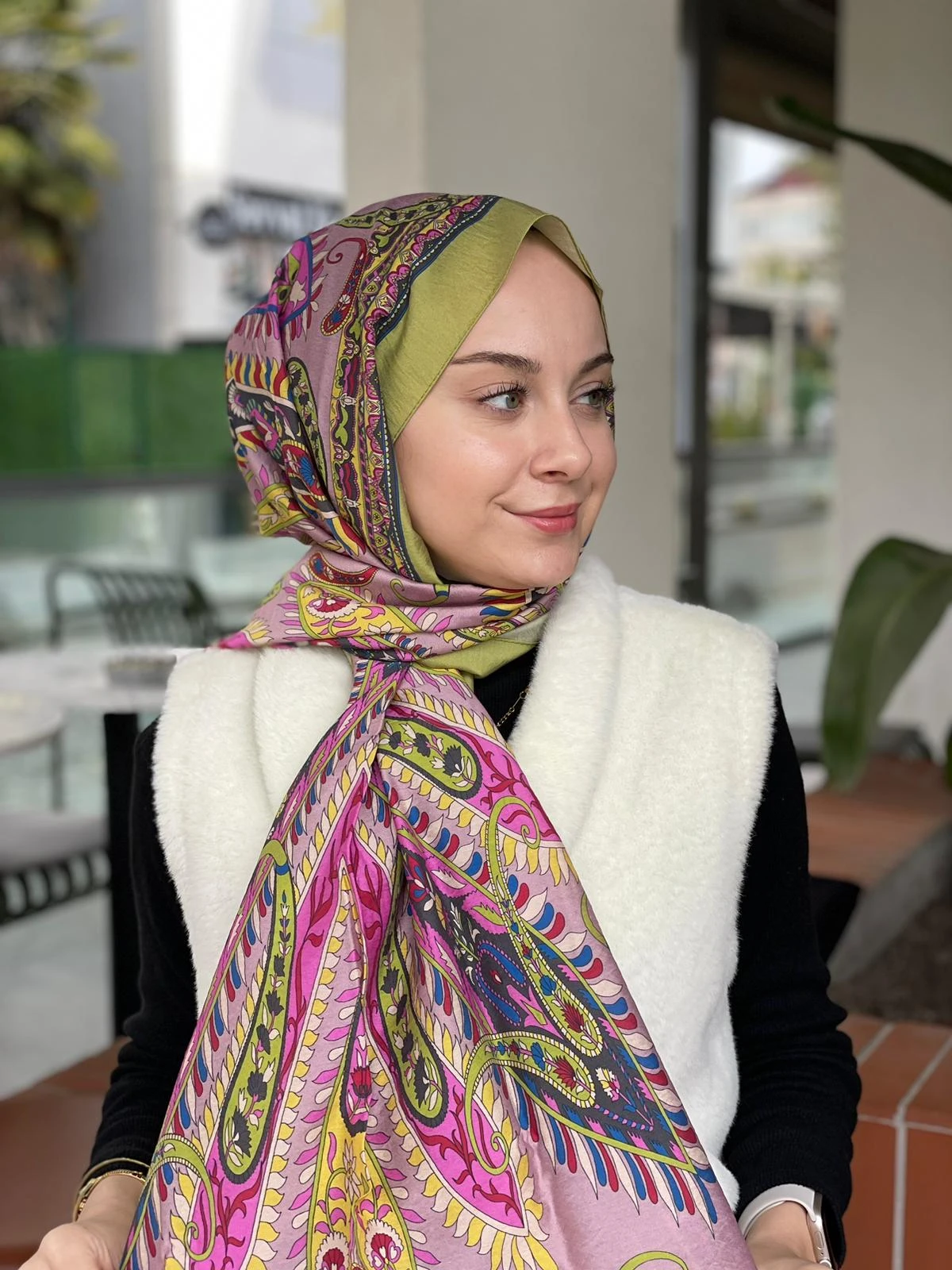 Fıstık Yeşili Loryan Scarf Diamond Mabel Şal