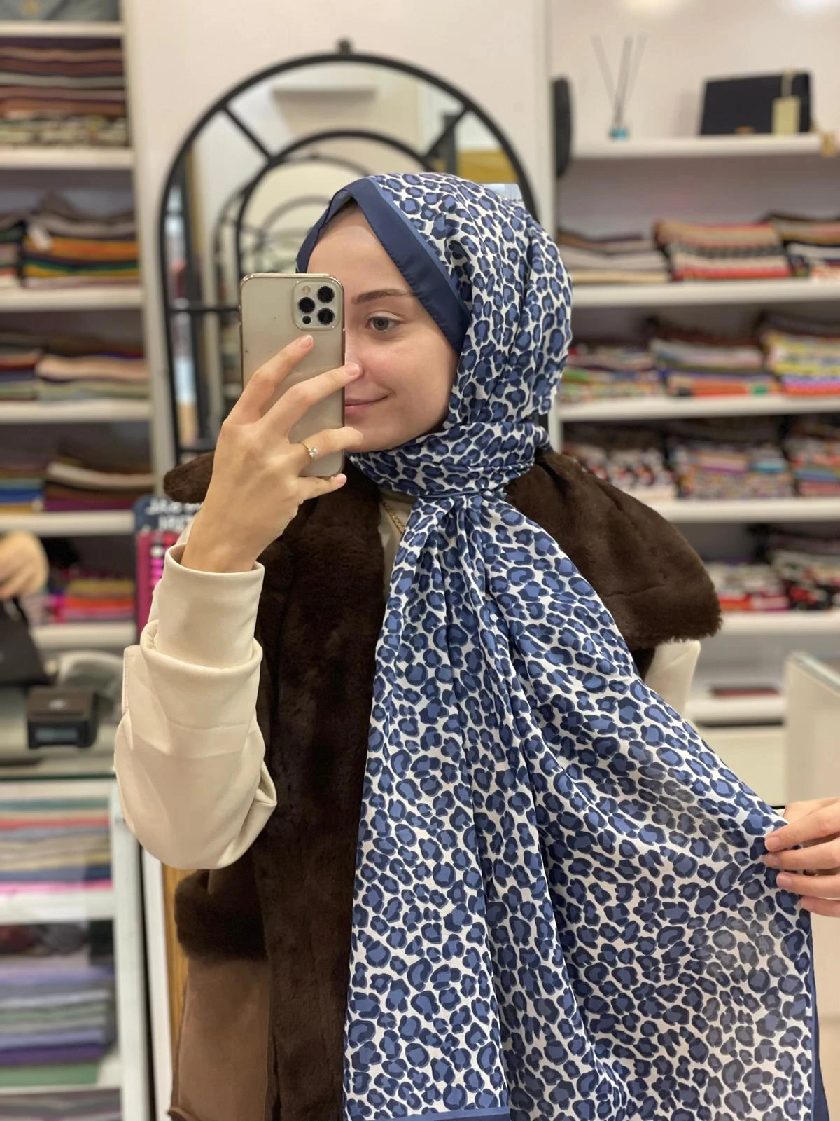 İNDİGO Siyane Scarf Leopar Desen Şal