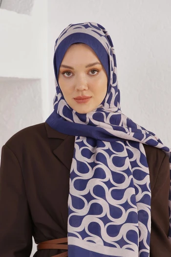 LACİVERT Loryan Scarf Diamond Mirror Şal