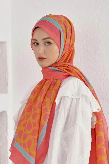 Nar Çiçeği Loryan Scarf Diamond Mirror Şal