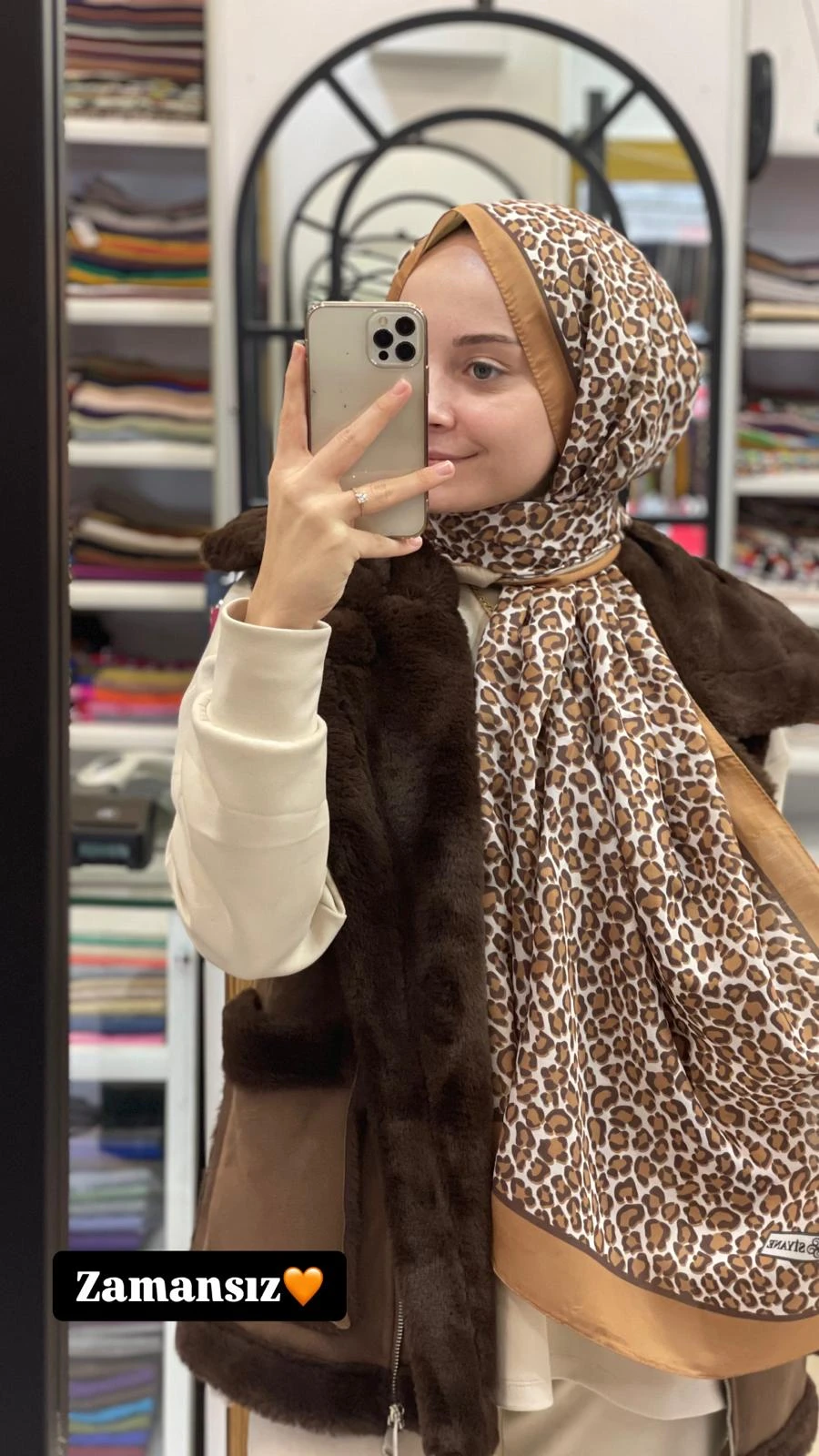 TABA Siyane Scarf Leopar Desen Şal