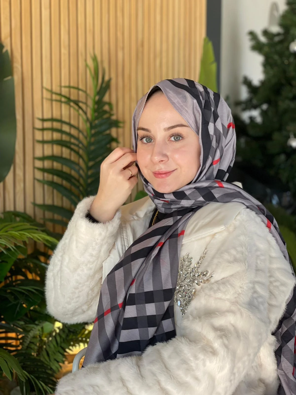 Füme Loryan Scarf Diamond Ekose Şal