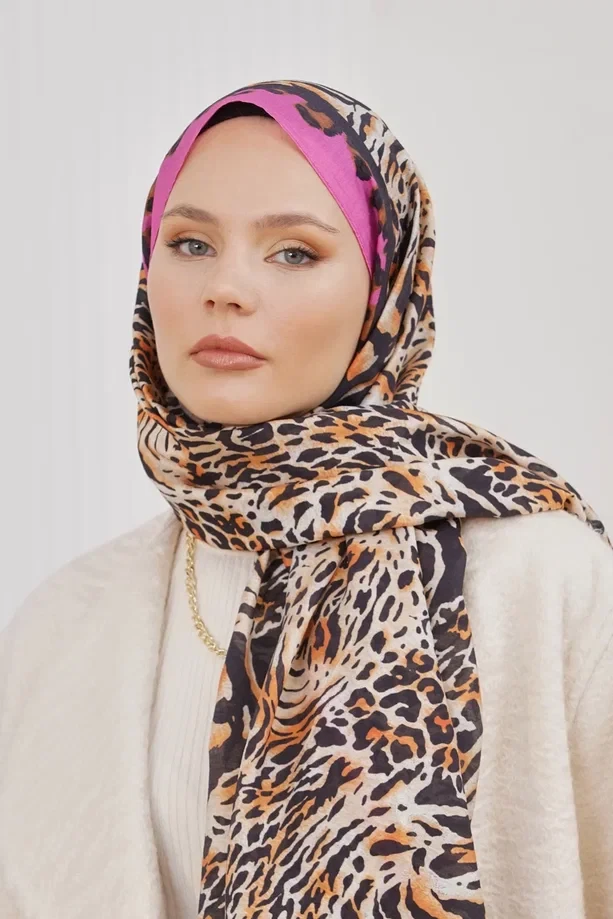 Fuşya Loryan Scarf Diamond Leopar Şal