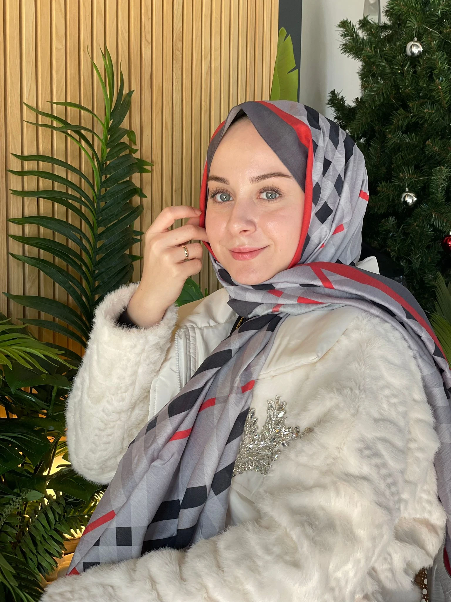 GRİ Loryan Scarf Diamond Ekose Şal