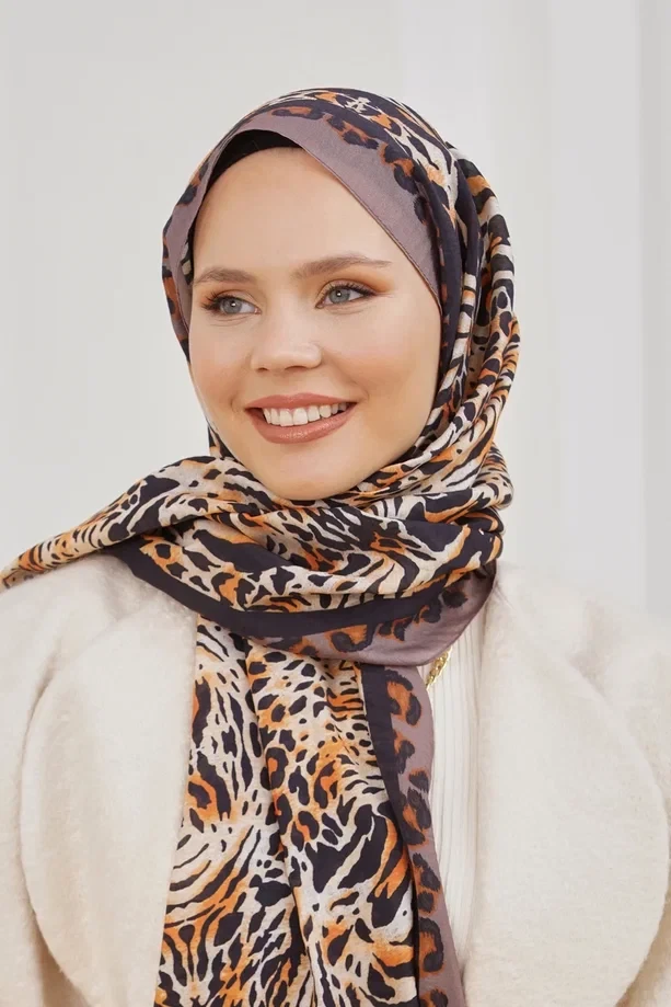 Vizon Loryan Scarf Diamond Leopar Şal