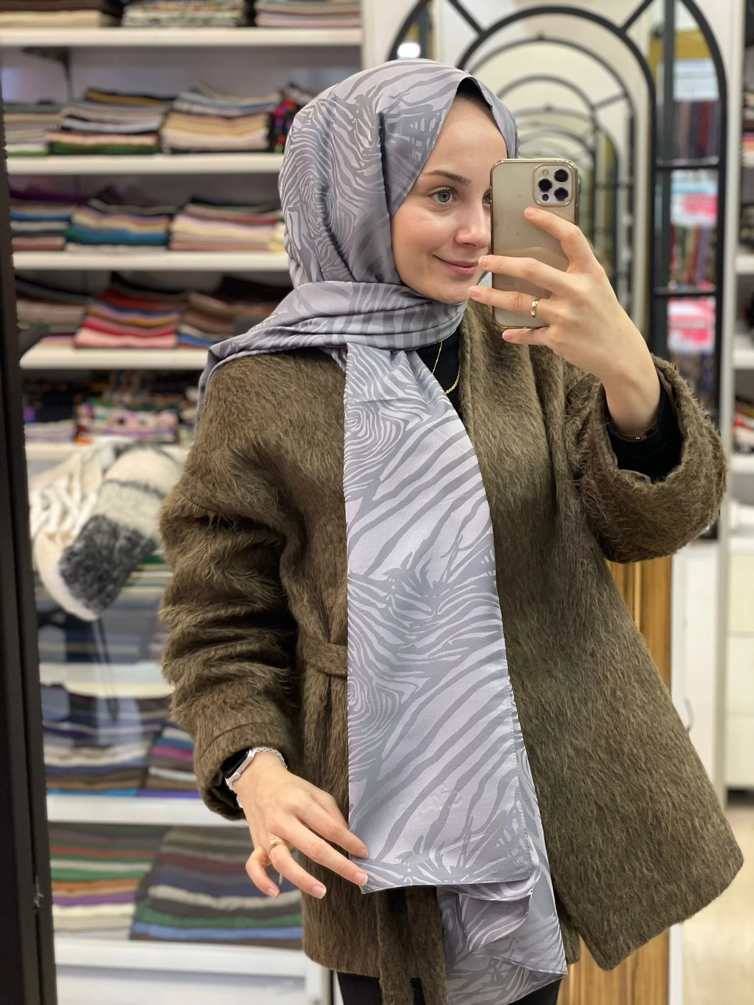 GÜMÜŞ Siyane Scarf Jakar Zebra Desen Şal