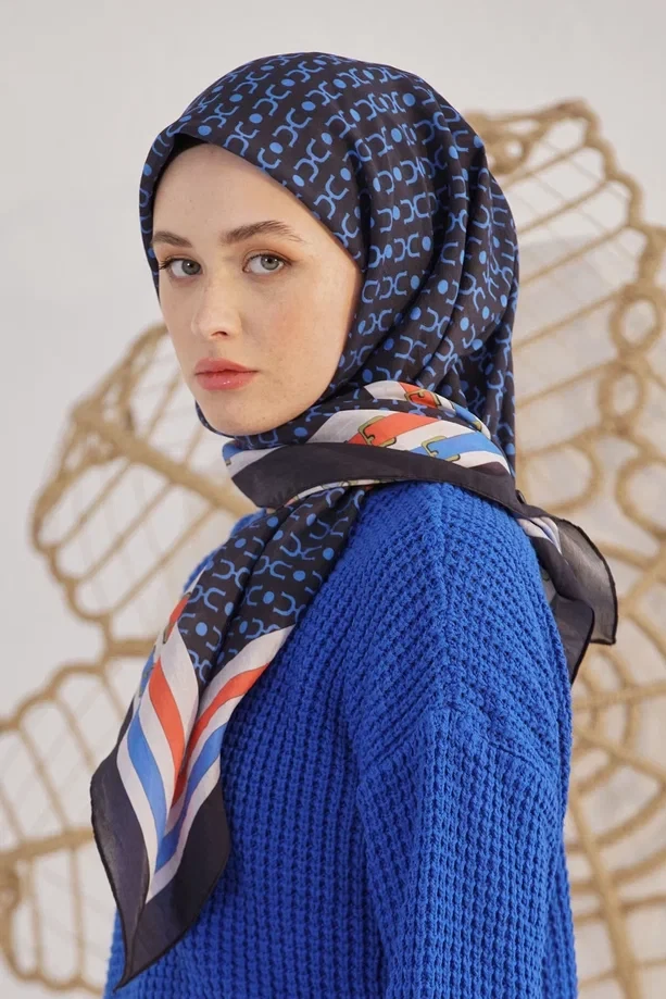 LACİVERT Loryan Scarf Diamond Royal Black Eşarp